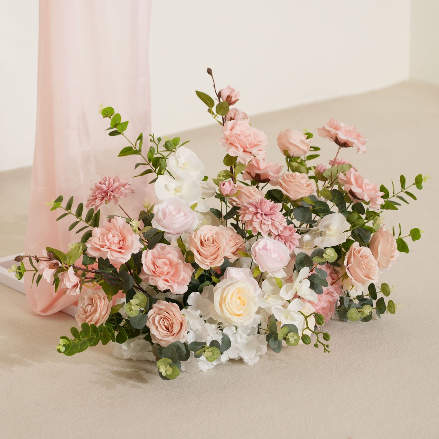 Uflower Wedding Backdrop Pink Rose Green Leaf Floral Arrangement